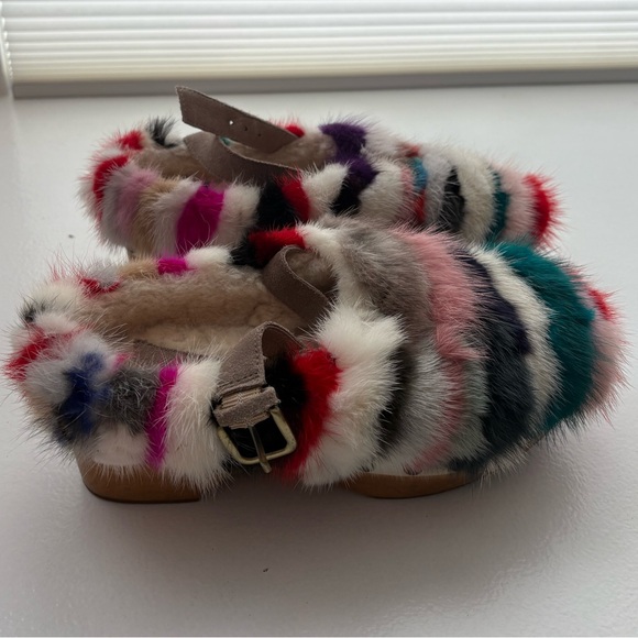 Mou Red and Pink Mules with Vibrant Fur Trim - Picture 4 of 11